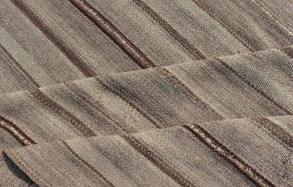 Square Antique Hand - Woven Persian Kilim Rug in Wool with Striped Design This Square flat - weave tribal Persian kilim has been hand - woven in wool. The rug features an all - over striped design, and is rendered in earthy tones; making this rug a sup... - Keivan Woven ArtsV21 - 211025 - 14764