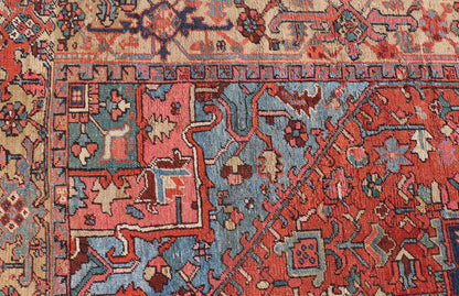 Antique Persian Heriz - Serapi Rug with Geometric Medallion Design in Jewel Tones. Hand Knotted Antique Persian Serapi - Heriz Rug, Keivan Woven Arts / rug V21 - 211026, country of origin / type: Persian / Serapi Heriz, circa Early - 20th Century. ... - Keivan Woven ArtsV21 - 211026 - 19268