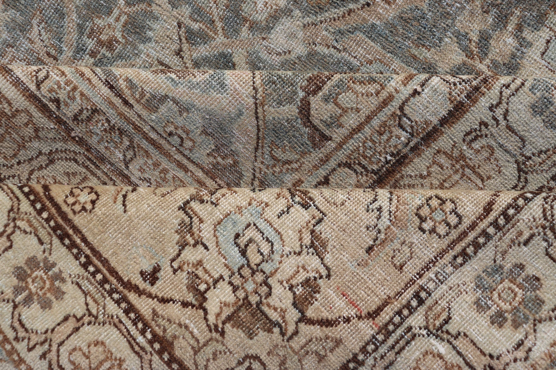 Large Antique Persian Tabriz Finely Woven Rug In All - Over Sub Geometric Design Muted Blue - Gray Background Persian Tabriz rug with Floral and geometric motifs, Keivan Woven Arts/ rug VAS - 2, country of origin / type: Iran / Tabriz, circa 1910. L... - Keivan Woven ArtsVAS - 2 - 17388