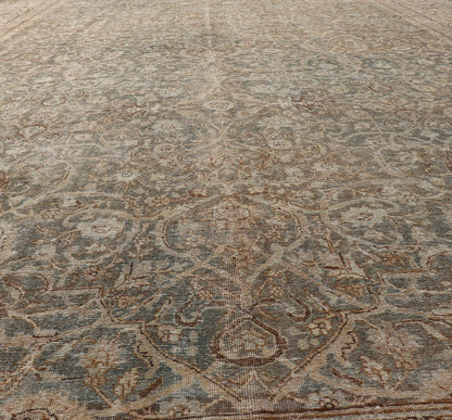 Large Antique Persian Tabriz Finely Woven Rug In All - Over Sub Geometric Design Muted Blue - Gray Background Persian Tabriz rug with Floral and geometric motifs, Keivan Woven Arts/ rug VAS - 2, country of origin / type: Iran / Tabriz, circa 1910. L... - Keivan Woven ArtsVAS - 2 - 17388Rug