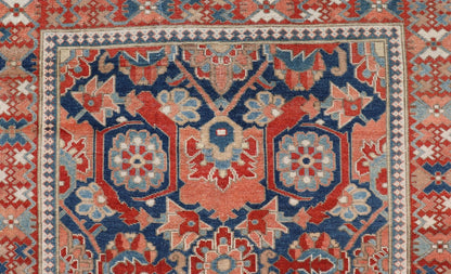 Antique Persian Tabriz Gallery Rug with Large Scale Sub Geometric Florals Antique Persian Tabriz Gallery Rug with Large Scale Sub Geometric Florals in Medium Blue Field, red, salmon ,light blue and cream. Keivan Woven Arts / rug VAS - 50331, coun... - Keivan Woven ArtsVAS - 50331 - 22387