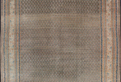 Antique Persian Tabriz Rug with All - Over Small Motif Design in Brown and Blue. Persian 1930's Tabriz Rug with All - Over Small Motif Design in Brown and Blue and neutral tones. Keivan Woven Arts / rug VAS - 50681, country of origin / type: Persian / Tabriz... - Keivan Woven ArtsVAS - 50681 - 22626Rug