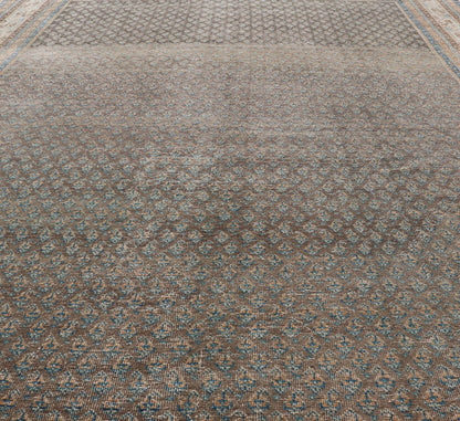Antique Persian Tabriz Rug with All - Over Small Motif Design in Brown and Blue. Persian 1930's Tabriz Rug with All - Over Small Motif Design in Brown and Blue and neutral tones. Keivan Woven Arts / rug VAS - 50681, country of origin / type: Persian / Tabriz... - Keivan Woven ArtsVAS - 50681 - 22626Rug