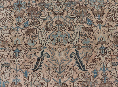 Square size Persian Heriz Rug with All - Over Sub Floral Design in Brown & Blue. Keivan Woven Arts / rug VAS - 51321, country of origin / type: Iran / Heriz, circa mid - 20th century. Measures: 6'10 x 8'0 This magnificent neutral toned Persian Heriz ... - Keivan Woven ArtsVAS - 51321 - 22393Rug