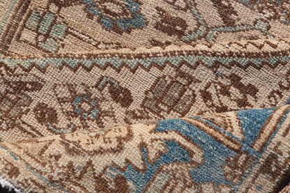 Antique Persian Hamadan Rug with Medallion Design in Tan, Light Blue & Brown. Persian Antique Hamadan small Rug with Medallion Design in Tan, light Blue and brown accents. Keivan Woven Arts / rug VAS - 55111, origin / type: Iran / Hamedan, circa 1920 ... - Keivan Woven ArtsVAS - 55111 - 23030