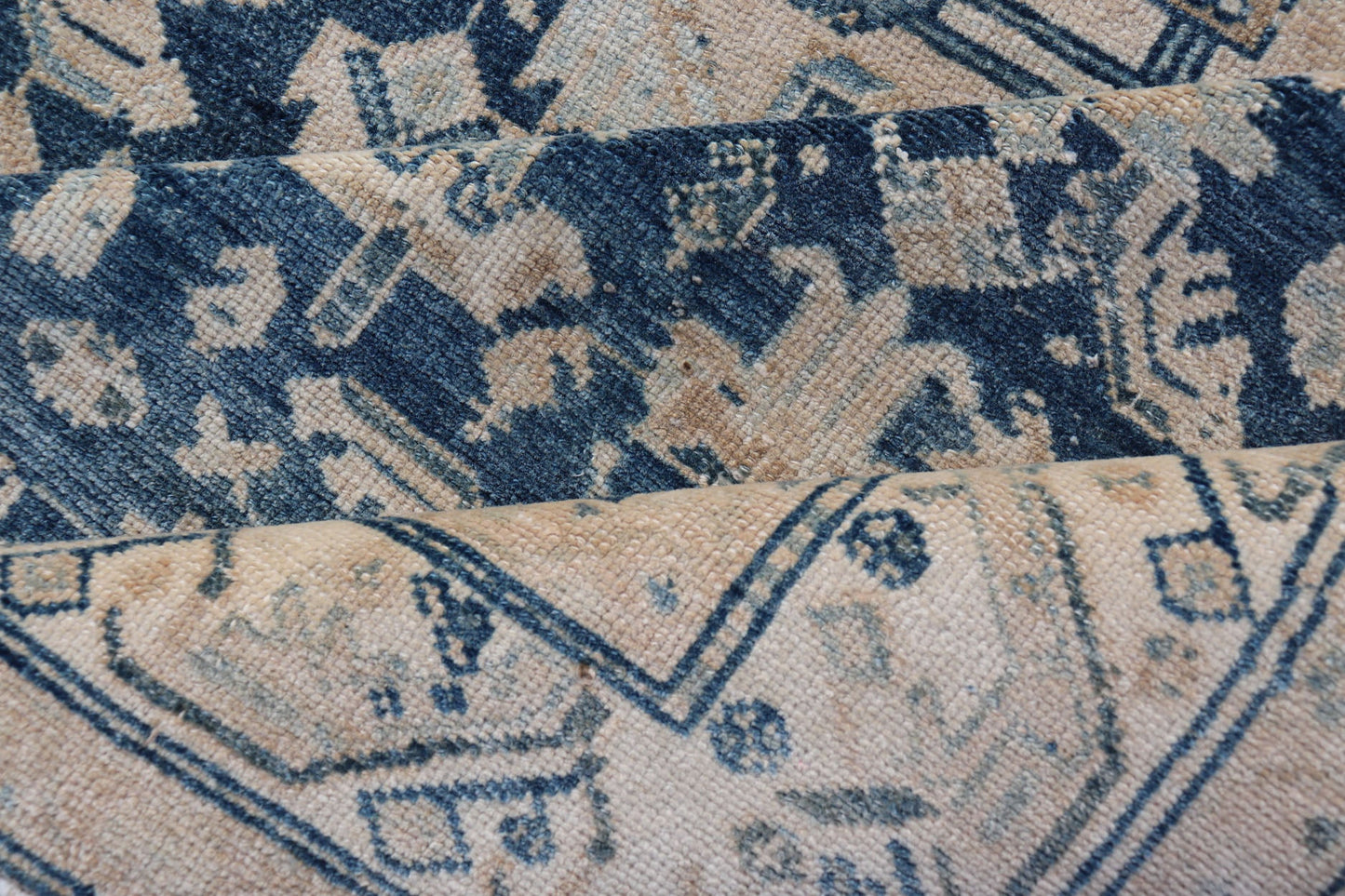 Mid Night Blue Background Antique Persian Hamadan Rug with Taupe & Powder Blue. Mid night Blue Color rug, Blue Medallion Antique Persian Hamadan Rug. Keivan Woven Arts / rug VAS - 55541, country of origin / type: Iran / Hamadan, circa 1920 Measure... - Keivan Woven ArtsVAS - 55541 - 22932Rug