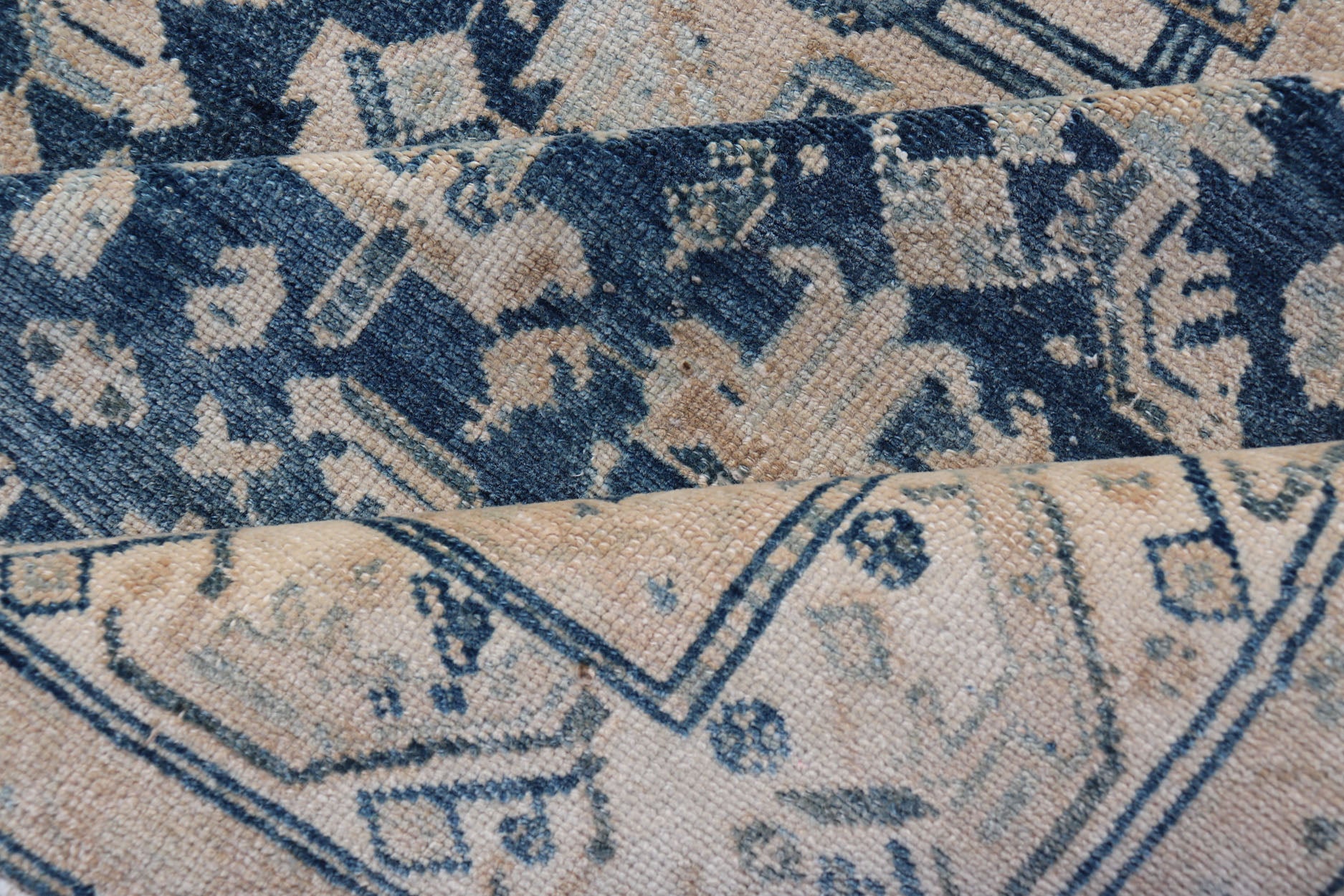 Mid Night Blue Background Antique Persian Hamadan Rug with Taupe & Powder Blue. Mid night Blue Color rug, Blue Medallion Antique Persian Hamadan Rug. Keivan Woven Arts / rug VAS - 55541, country of origin / type: Iran / Hamadan, circa 1920 Measure... - Keivan Woven ArtsVAS - 55541 - 22932Rug