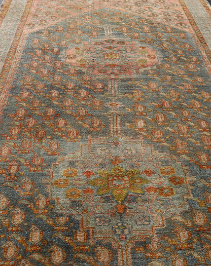 Antique Persian Gallery Malayer Rug with Geometric Design in Gray - Blue and Pink Intricately designed antique Hand Knotted Malayer gallery in blue - gray and light pink with medallions, Keivan Woven Arts / rug VAS - 6, country of origin / type: Iran ... - Keivan Woven ArtsVAS - 6 - 17406Rug