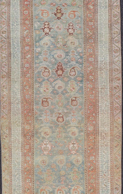 Antique Persian Malayer Runner in Wool with Sub - Geometric Design This antique Persian Malayer rug features a sub - geometric design rendered in soft colored tones. A complementary, multi - tiered border encompasses the entirety of the piece; making... - Keivan Woven ArtsVAS - 7 - 13985 - 17412Rug