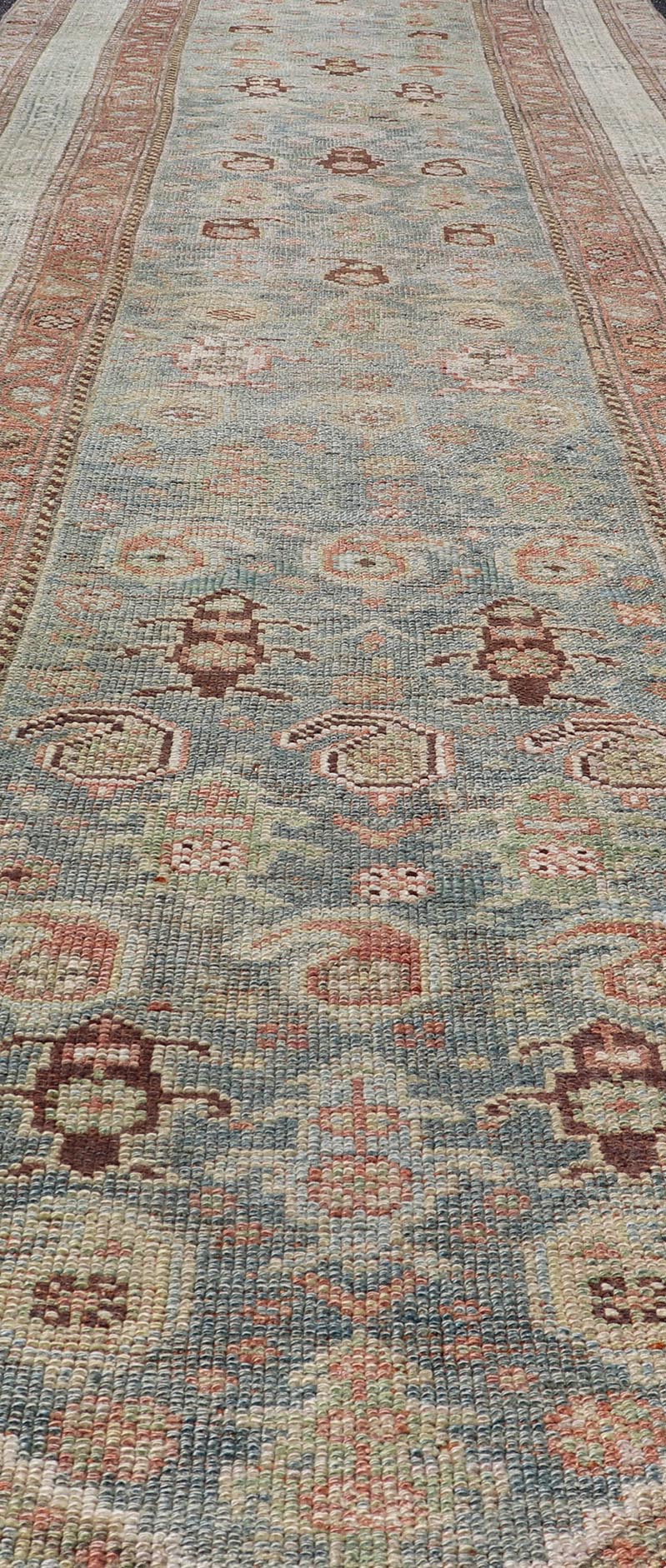 Antique Persian Malayer Runner in Wool with Sub - Geometric Design This antique Persian Malayer rug features a sub - geometric design rendered in soft colored tones. A complementary, multi - tiered border encompasses the entirety of the piece; making... - Keivan Woven ArtsVAS - 7 - 13985 - 17412