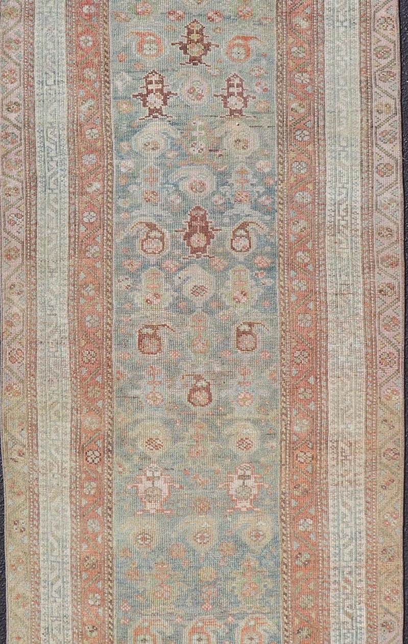Antique Persian Malayer Runner in Wool with Sub - Geometric Design This antique Persian Malayer rug features a sub - geometric design rendered in soft colored tones. A complementary, multi - tiered border encompasses the entirety of the piece; making... - Keivan Woven ArtsVAS - 7 - 13985 - 17412