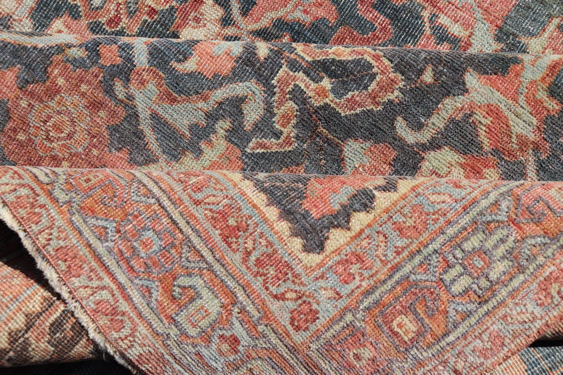 Antique Persian Bidjar Large Gallery Runner with Herati Design in Blue - Gray Field. Long and wide antique Persian Bidjar runner, Keivan Woven Arts/ rug /VAS - 9 - 15199, country of origin / type: Persian / Bidjar, circa Early - 20th Century. Measures: ... - Keivan Woven ArtsVAS - 9 - 15199 - 17424Rug