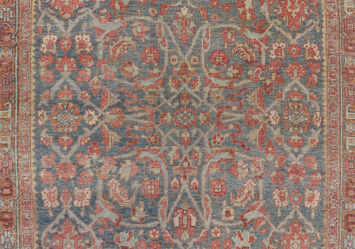 Antique Persian Bidjar Large Gallery Runner with Herati Design in Blue - Gray Field. Long and wide antique Persian Bidjar runner, Keivan Woven Arts/ rug /VAS - 9 - 15199, country of origin / type: Persian / Bidjar, circa Early - 20th Century. Measures: ... - Keivan Woven ArtsVAS - 9 - 15199 - 17424Rug