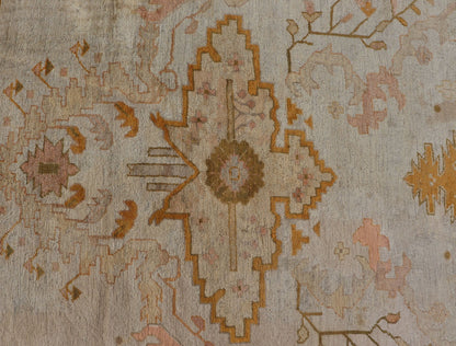 Remarkable Antique Turkish Oushak Carpet - The grand scale of this magnificent palace - sized antique Oushak is tempered only by its beautifully understated color palette. The open center field is presented in a luxurious pale ivory, richly complemented by... - Keivan Woven ArtsVR - 7984 - 299Rug