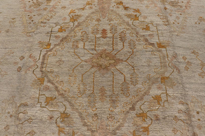 Remarkable Antique Turkish Oushak Carpet - The grand scale of this magnificent palace - sized antique Oushak is tempered only by its beautifully understated color palette. The open center field is presented in a luxurious pale ivory, richly complemented by... - Keivan Woven ArtsVR - 7984 - 299Rug