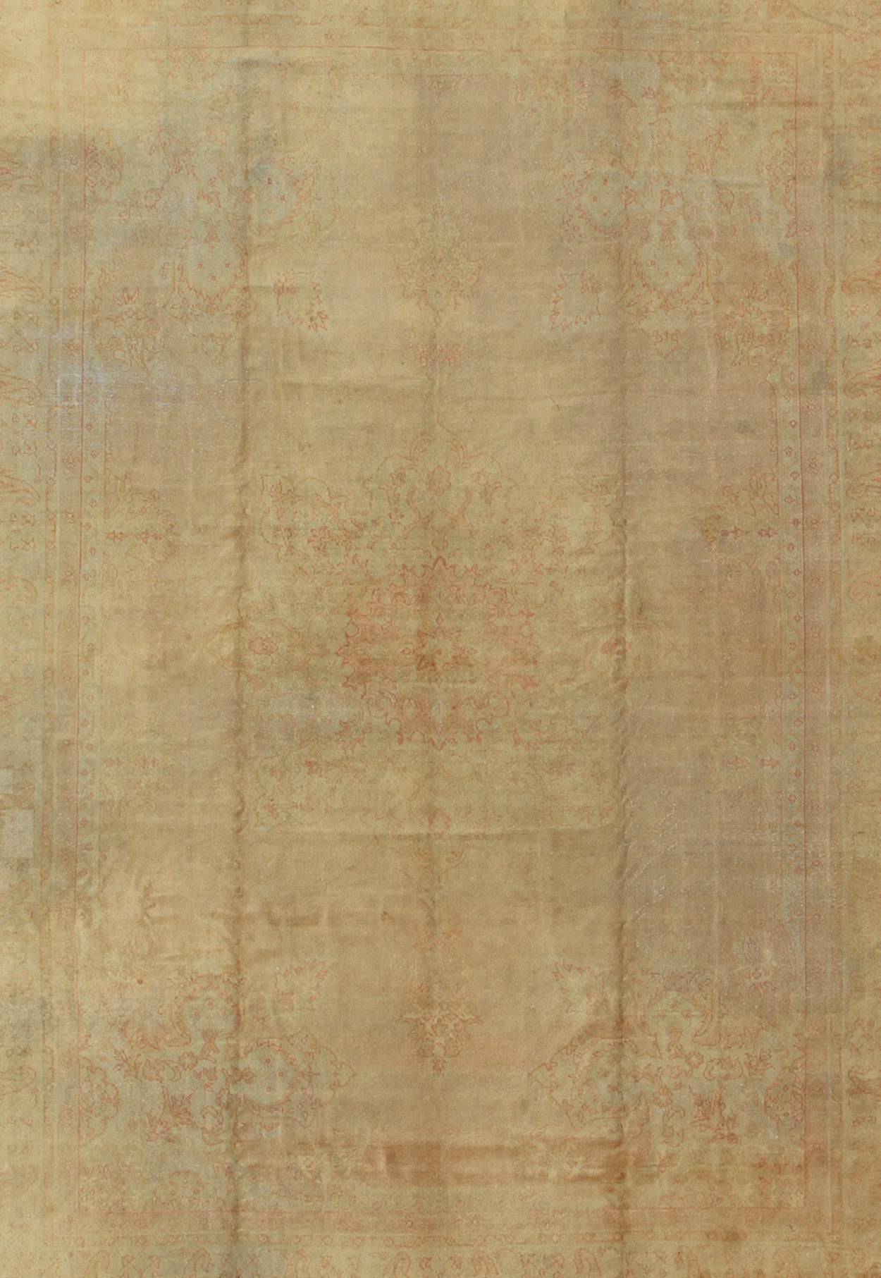 Antique Hand Knotted Borlu Oushak Rug In Soft Cream Goldish Tones Antique Borlu Oushakrug with a minimal center medallion design in light tones, circa 1910, Keivan Woven Arts / rug vr - 8561, country of origin / type: Turkey / Oushak, circa 1910.... - Keivan Woven ArtsVR - 8561 - 1720Rug