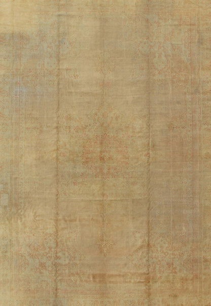 Antique Hand Knotted Borlu Oushak Rug In Soft Cream Goldish Tones Antique Borlu Oushakrug with a minimal center medallion design in light tones, circa 1910, Keivan Woven Arts / rug vr - 8561, country of origin / type: Turkey / Oushak, circa 1910.... - Keivan Woven ArtsVR - 8561 - 1720Rug