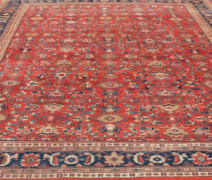 Large Antique Persian Sultanabad Rug - This large and inspiring Sultanabad from the turn of the century draws heavily on nature for its harmonious design. A luxurious field of soft tomato red contains a meticulous array of interconnected geomorphic flora... - Keivan Woven ArtsVR - 9004 - 349Rug