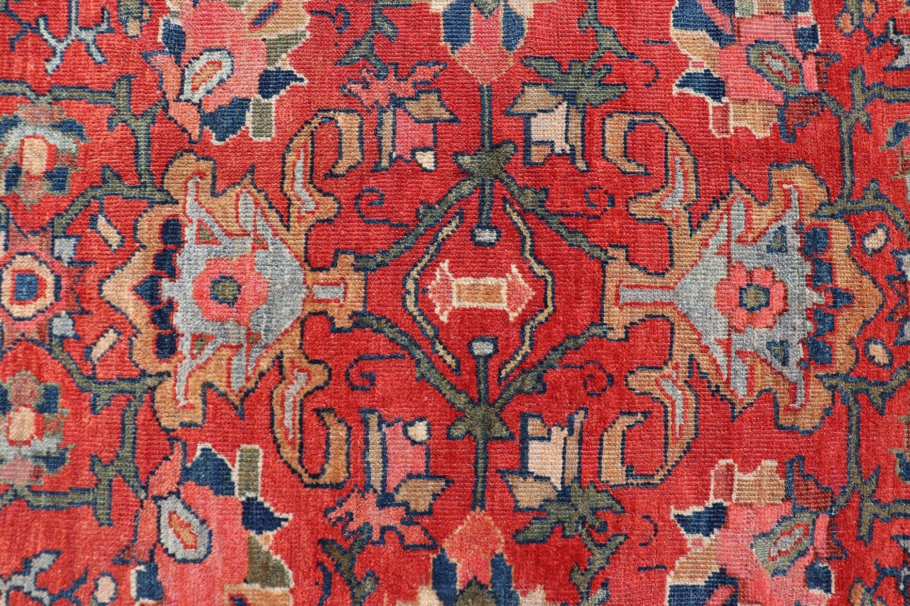 Large Antique Persian Sultanabad Rug - This large and inspiring Sultanabad from the turn of the century draws heavily on nature for its harmonious design. A luxurious field of soft tomato red contains a meticulous array of interconnected geomorphic flora... - Keivan Woven ArtsVR - 9004 - 349Rug