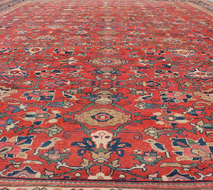Large Antique Persian Sultanabad Rug - This large and inspiring Sultanabad from the turn of the century draws heavily on nature for its harmonious design. A luxurious field of soft tomato red contains a meticulous array of interconnected geomorphic flora... - Keivan Woven ArtsVR - 9004 - 349Rug