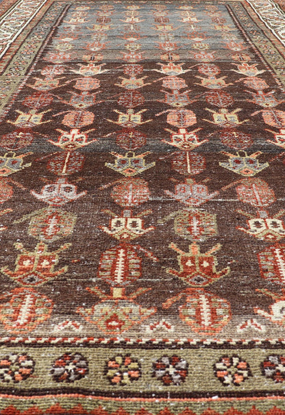 Antique Persian Hamadan Rug in Wool with All - Over Sub - Geometric Tribal Design. Keivan Woven Arts; rug W22 - 0101, country of origin / type: Iran / Hamadan, circa 1920. Measures: 3'7 x 7'3 This antique Persian Hamadan rug has been hand - knotted in w... - Keivan Woven ArtsW22 - 0101 - 18571Rug