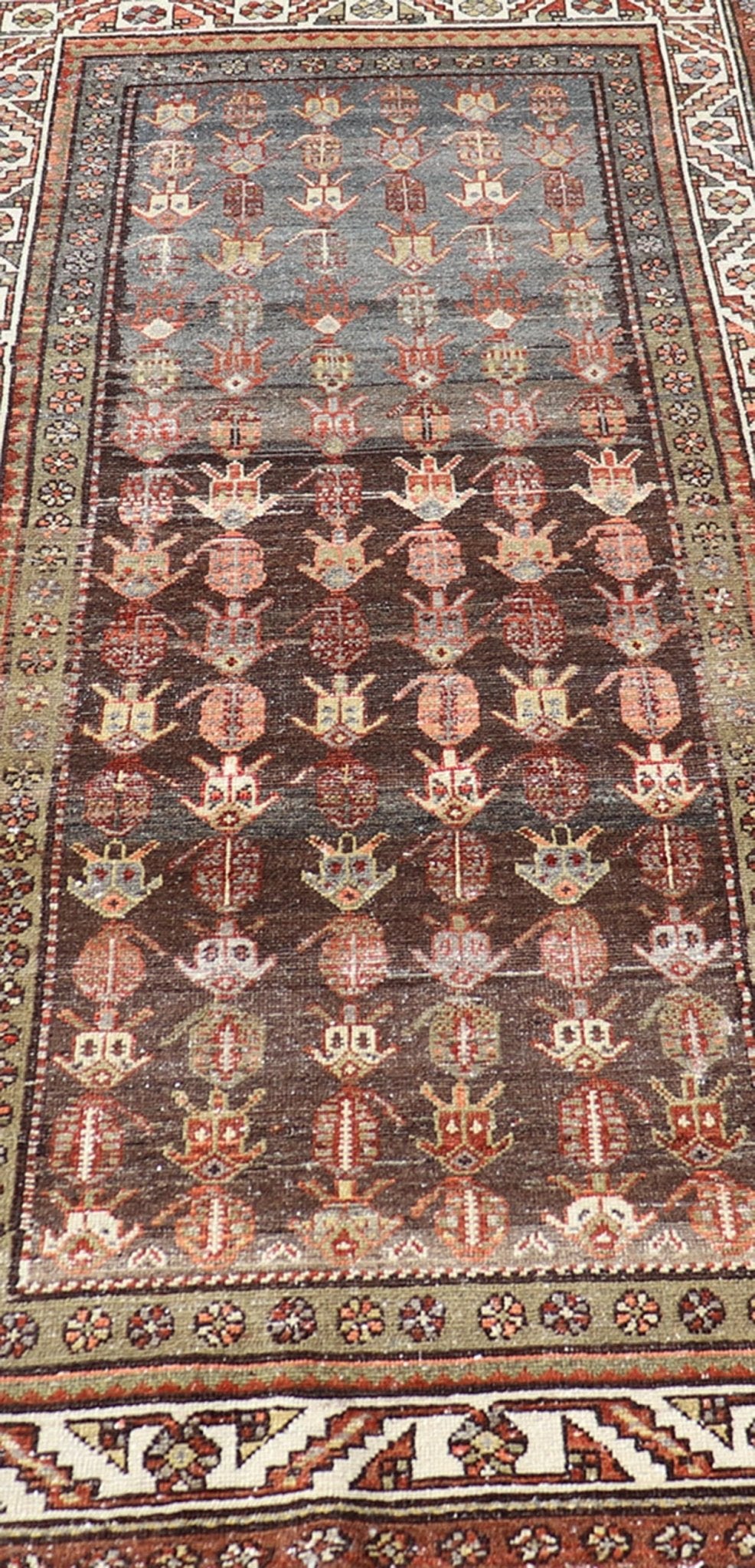 Antique Persian Hamadan Rug in Wool with All - Over Sub - Geometric Tribal Design. Keivan Woven Arts; rug W22 - 0101, country of origin / type: Iran / Hamadan, circa 1920. Measures: 3'7 x 7'3 This antique Persian Hamadan rug has been hand - knotted in w... - Keivan Woven ArtsW22 - 0101 - 18571Rug