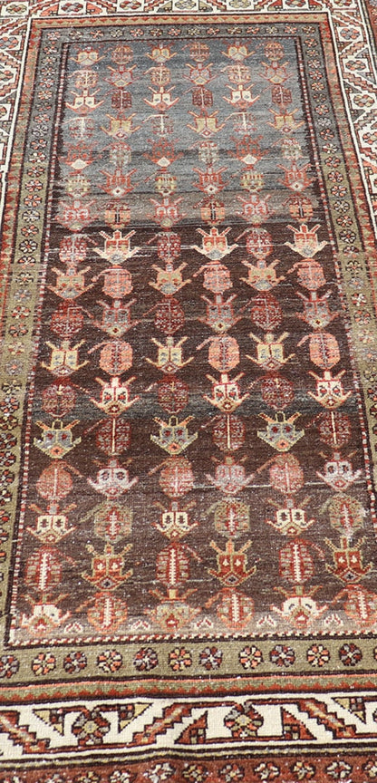 Antique Persian Hamadan Rug in Wool with All - Over Sub - Geometric Tribal Design. Keivan Woven Arts; rug W22 - 0101, country of origin / type: Iran / Hamadan, circa 1920. Measures: 3'7 x 7'3 This antique Persian Hamadan rug has been hand - knotted in w... - Keivan Woven ArtsW22 - 0101 - 18571Rug