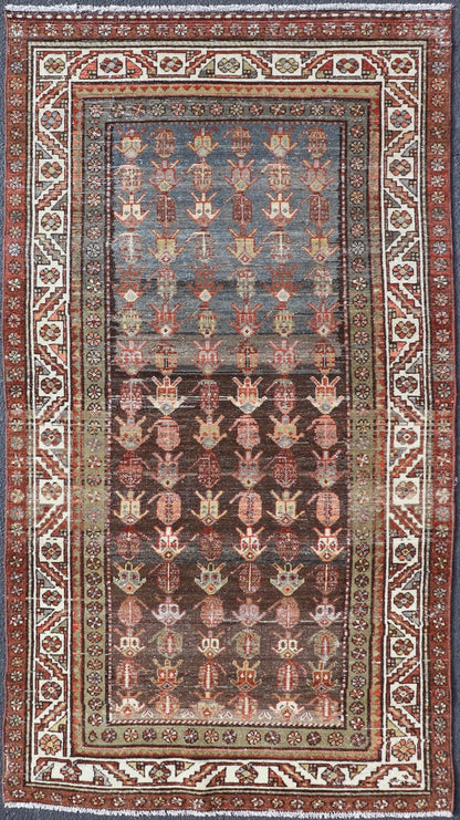 Antique Persian Hamadan Rug in Wool with All - Over Sub - Geometric Tribal Design. Keivan Woven Arts; rug W22 - 0101, country of origin / type: Iran / Hamadan, circa 1920. Measures: 3'7 x 7'3 This antique Persian Hamadan rug has been hand - knotted in w... - Keivan Woven ArtsW22 - 0101 - 18571Rug