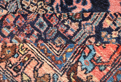 Antique Bibiakabad Rug with Layered Medallion and Geometric Design in Background Blue, dark blue, pink, and tan Bibiakabad antique rug Persian, Keivan Woven Arts / rug W22 - 0103, country of origin / type: Iran / Bibiakabad , circa 1920. ... - Keivan Woven ArtsW22 - 0103 - 18583Rug