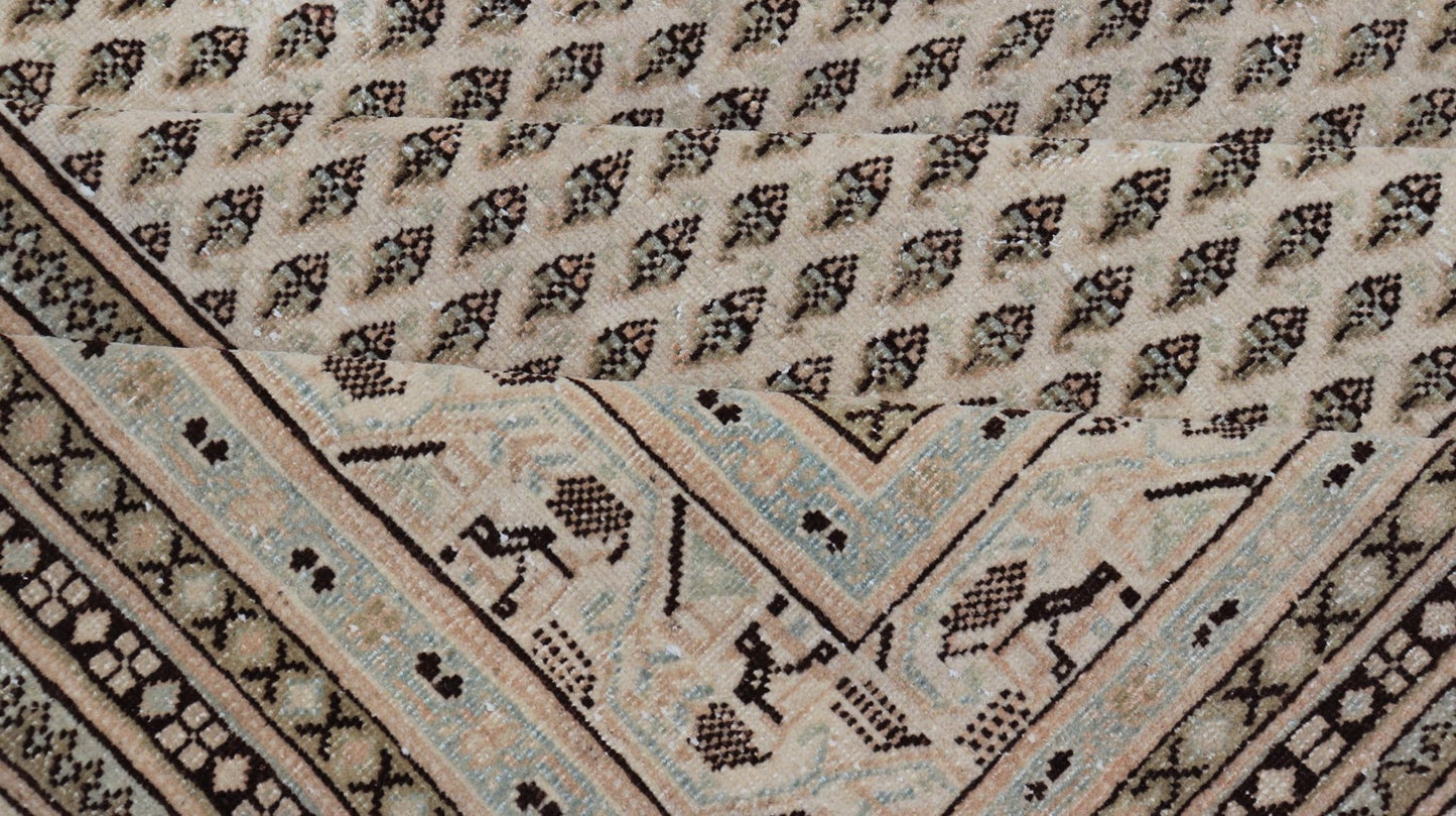Minimalist Design vintage Persian Tabriz Rug with Muted Brown and Cream Tones. Persian rug with small repeating Mir design. Keivan Woven Arts / rug W22 - 0104, country of origin / type: Iran/ Tabriz, circa 1940. Persian Paisley design rug. vintage Persia... - Keivan Woven ArtsW22 - 0104 - 18589Rug