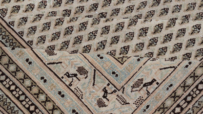Minimalist Design vintage Persian Tabriz Rug with Muted Brown and Cream Tones. Persian rug with small repeating Mir design. Keivan Woven Arts / rug W22 - 0104, country of origin / type: Iran/ Tabriz, circa 1940. Persian Paisley design rug. vintage Persia... - Keivan Woven ArtsW22 - 0104 - 18589Rug