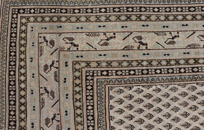 Minimalist Design vintage Persian Tabriz Rug with Muted Brown and Cream Tones. Persian rug with small repeating Mir design. Keivan Woven Arts / rug W22 - 0104, country of origin / type: Iran/ Tabriz, circa 1940. Persian Paisley design rug. vintage Persia... - Keivan Woven ArtsW22 - 0104 - 18589Rug
