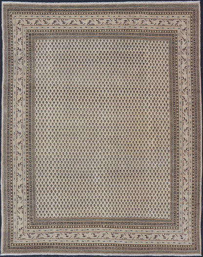 Minimalist Design vintage Persian Tabriz Rug with Muted Brown and Cream Tones. Persian rug with small repeating Mir design. Keivan Woven Arts / rug W22 - 0104, country of origin / type: Iran/ Tabriz, circa 1940. Persian Paisley design rug. vintage Persia... - Keivan Woven ArtsW22 - 0104 - 18589Rug