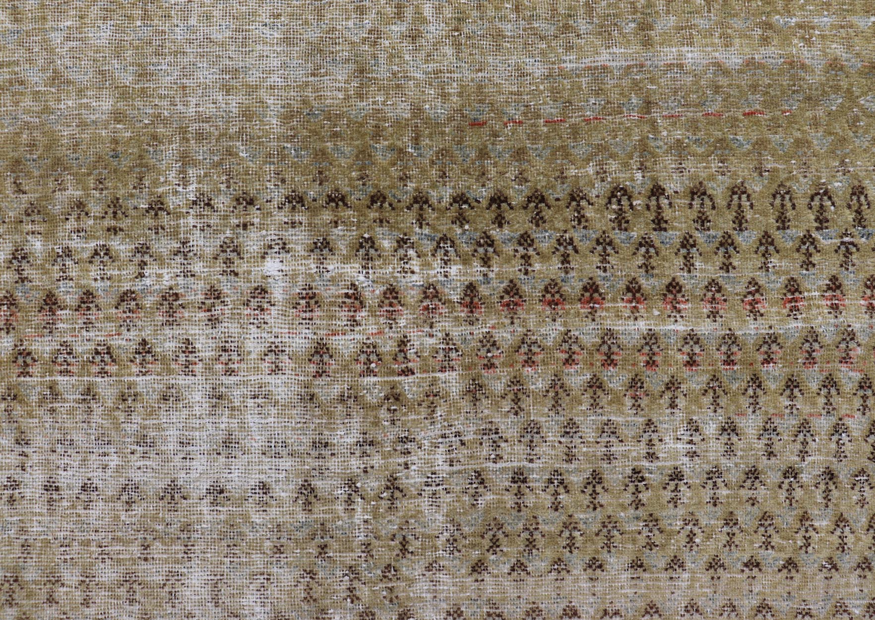Antique Saraband Persian Rug with Small Paisley in chartreuse yellow Background. Distressed Antique Saraband Persian Rug with Small Paisley in chartreuse yellow Background. Keivan Woven Arts / rug W22 - 0105, country of origin / type: Iran / Sar... - Keivan Woven ArtsW22 - 0105 - 18595