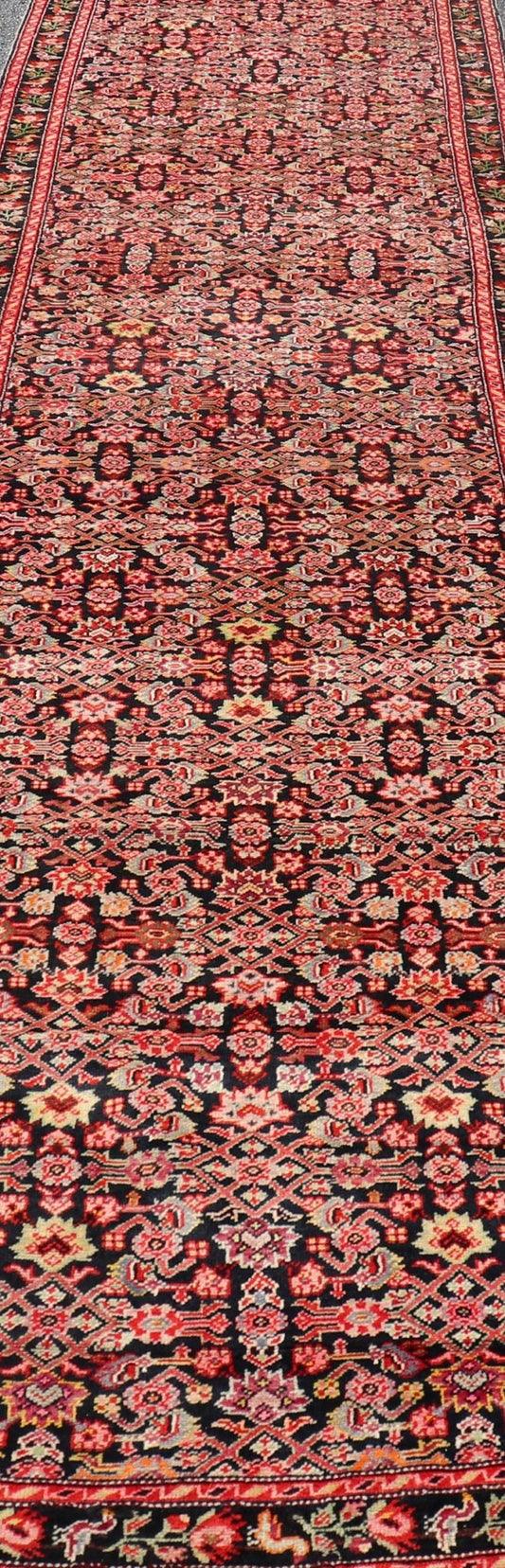 Colorful Jewel - Toned Antique Caucasian Karabagh Runner with All - Over Herati design Background and rose border. Caucasian runner, antique runner, antique Caucasian runner, antique Karabagh runner. Colorful jewel - toned antique Caucasian Karabagh ... - Keivan Woven ArtsW22 - 0201 - 19082Rug