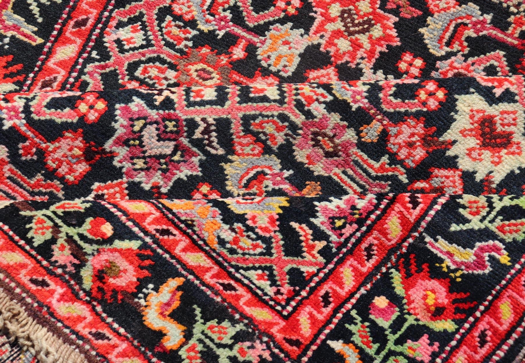 Colorful Jewel - Toned Antique Caucasian Karabagh Runner with All - Over Herati design Background and rose border. Caucasian runner, antique runner, antique Caucasian runner, antique Karabagh runner. Colorful jewel - toned antique Caucasian Karabagh ... - Keivan Woven ArtsW22 - 0201 - 19082Rug