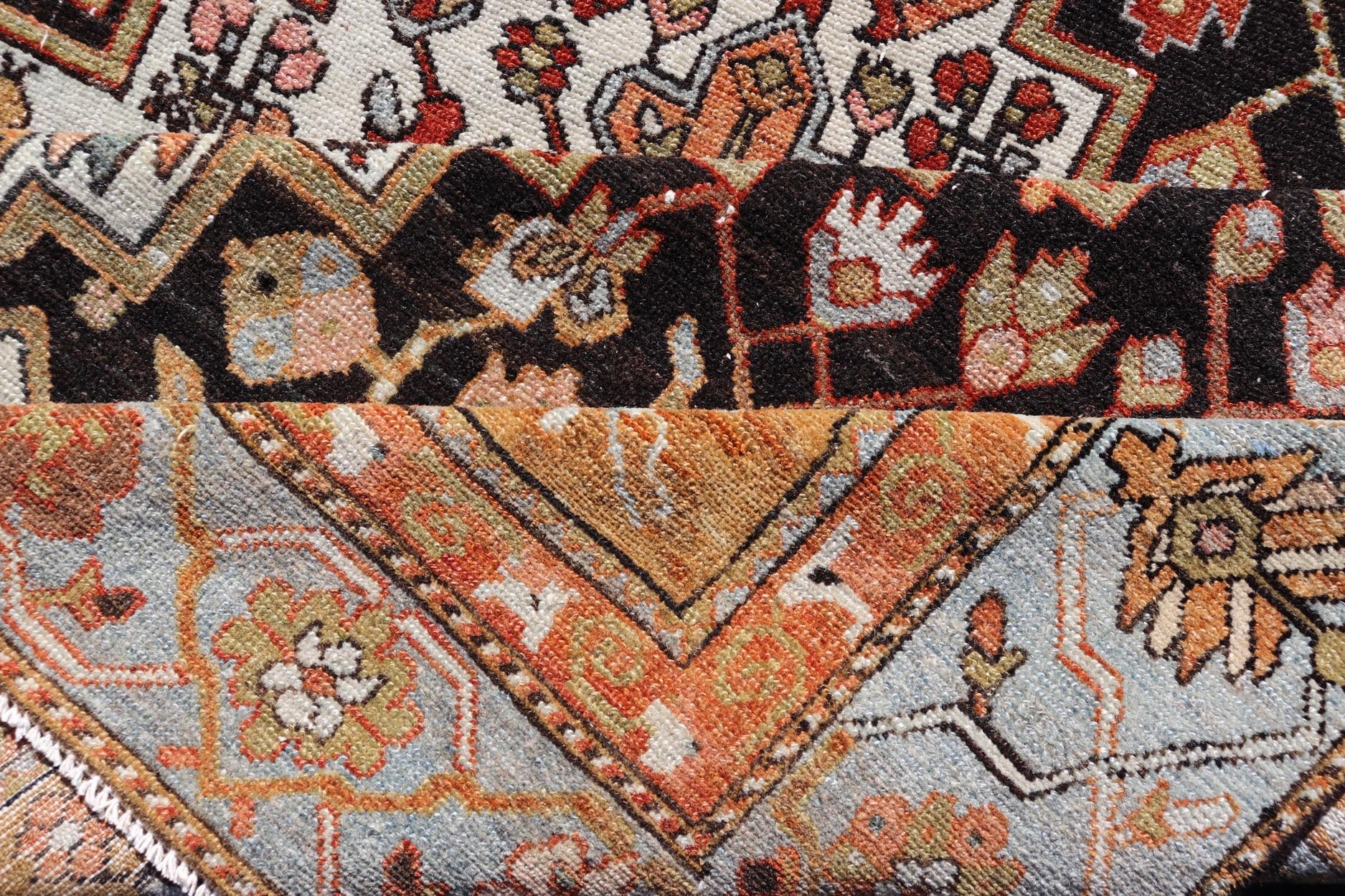 Antique Persian Tribal Design Bakhtiari Rug in Multi Colors Keivan Woven Arts. Keivan Woven Arts / rug W22 - 0202, country of origin / type: Iran / Bakhtiari, circa 1900 Measures: 6'0 x 12'0 Persian Bakhtiari rugs are in fact tribal pieces tha... - Keivan Woven ArtsW22 - 0202 - 19226Rug