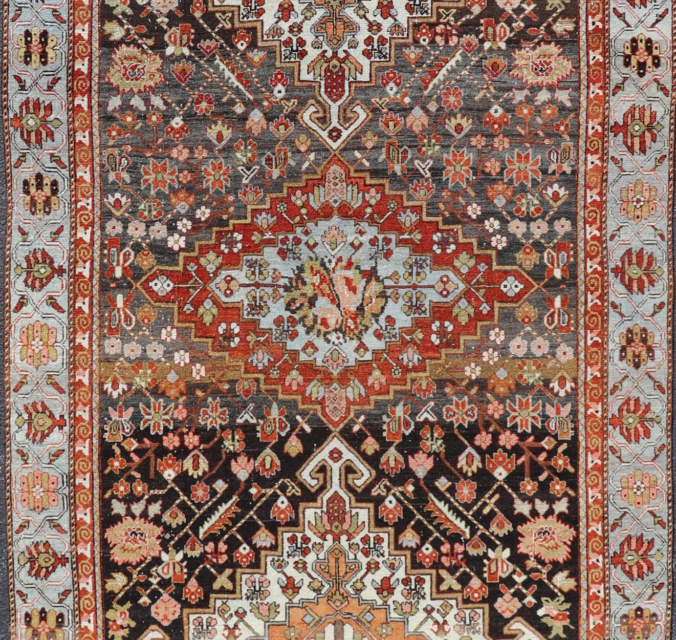 Antique Persian Tribal Design Bakhtiari Rug in Multi Colors Keivan Woven Arts. Keivan Woven Arts / rug W22 - 0202, country of origin / type: Iran / Bakhtiari, circa 1900 Measures: 6'0 x 12'0 Persian Bakhtiari rugs are in fact tribal pieces tha... - Keivan Woven ArtsW22 - 0202 - 19226Rug