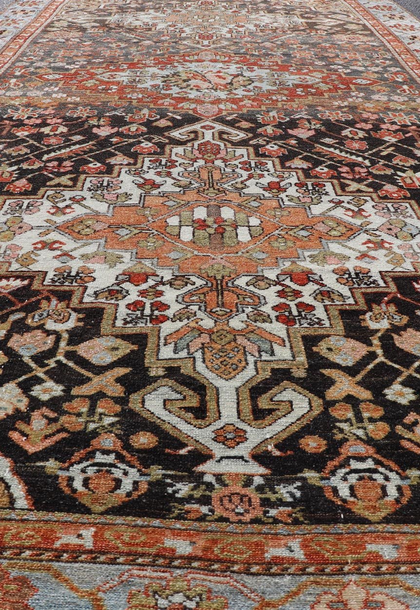 Antique Persian Tribal Design Bakhtiari Rug in Multi Colors Keivan Woven Arts. Keivan Woven Arts / rug W22 - 0202, country of origin / type: Iran / Bakhtiari, circa 1900 Measures: 6'0 x 12'0 Persian Bakhtiari rugs are in fact tribal pieces tha... - Keivan Woven ArtsW22 - 0202 - 19226Rug