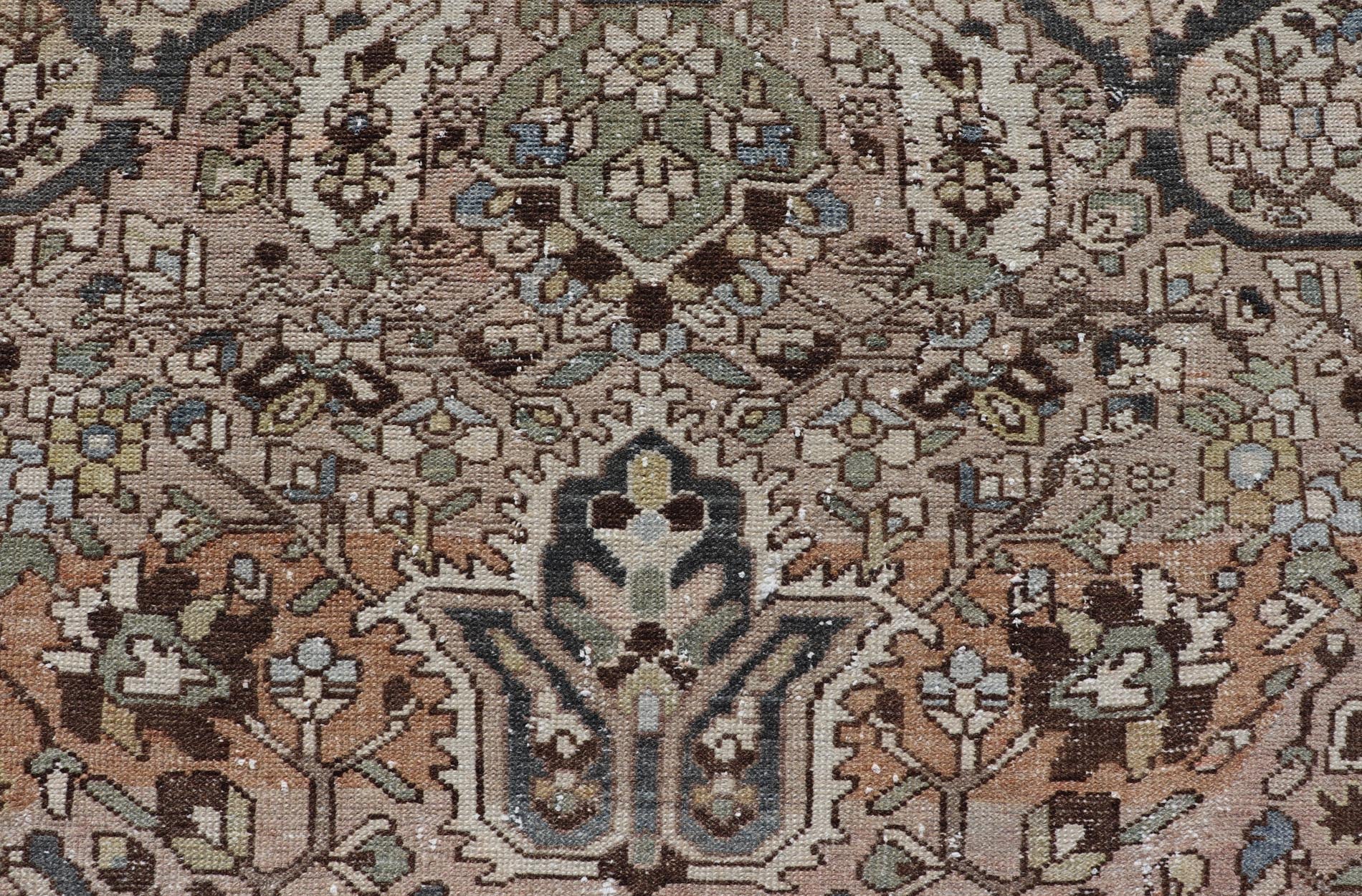 Square Antique Persian Bakhtiari Rug with Large Ornate Central Medallion Design. Keivan Woven Arts / Rug/W22 - 0206, antique Bakhtiari Mid - 20th Century Origin / Iran , Square rug, squared rug. Measures: 12'4 x 12'6 This multicolored Persia... - Keivan Woven ArtsW22 - 0206 - 19280Rug