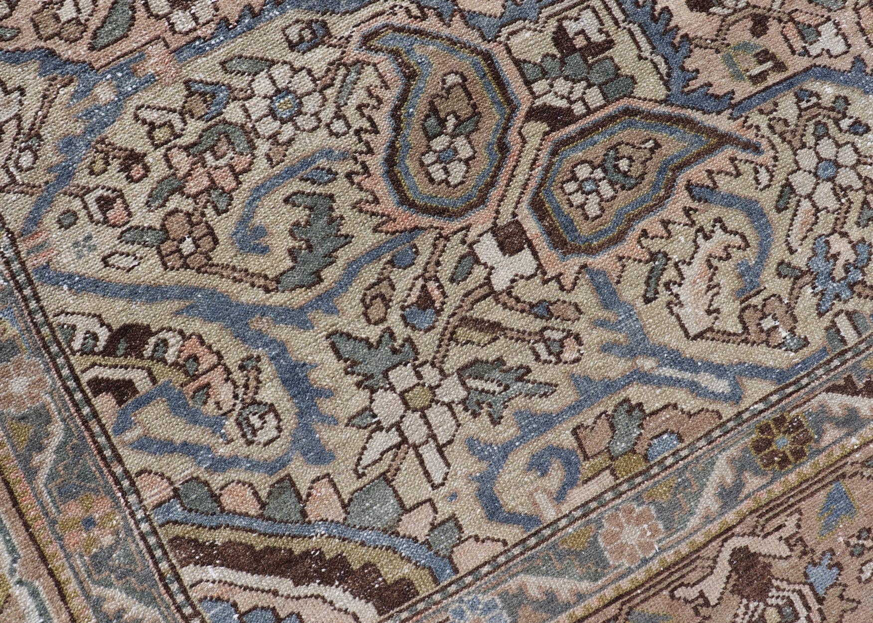 Square Antique Persian Bakhtiari Rug with Large Ornate Central Medallion Design. Keivan Woven Arts / Rug/W22 - 0206, antique Bakhtiari Mid - 20th Century Origin / Iran , Square rug, squared rug. Measures: 12'4 x 12'6 This multicolored Persia... - Keivan Woven ArtsW22 - 0206 - 19280