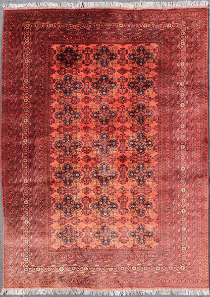 Measures: 6'8 x 9'5. Vintage Hand Knotted Tukomen Ersari Rug in Red Background With Gul Design. Keivan Woven Arts; rug W22 - 0207, country of origin / type: Turkestan / Ersari, circa 1950s. Vintage Ersari This Ersari rug has been hand - knott... - Keivan Woven ArtsW22 - 0207 - 19286Rug