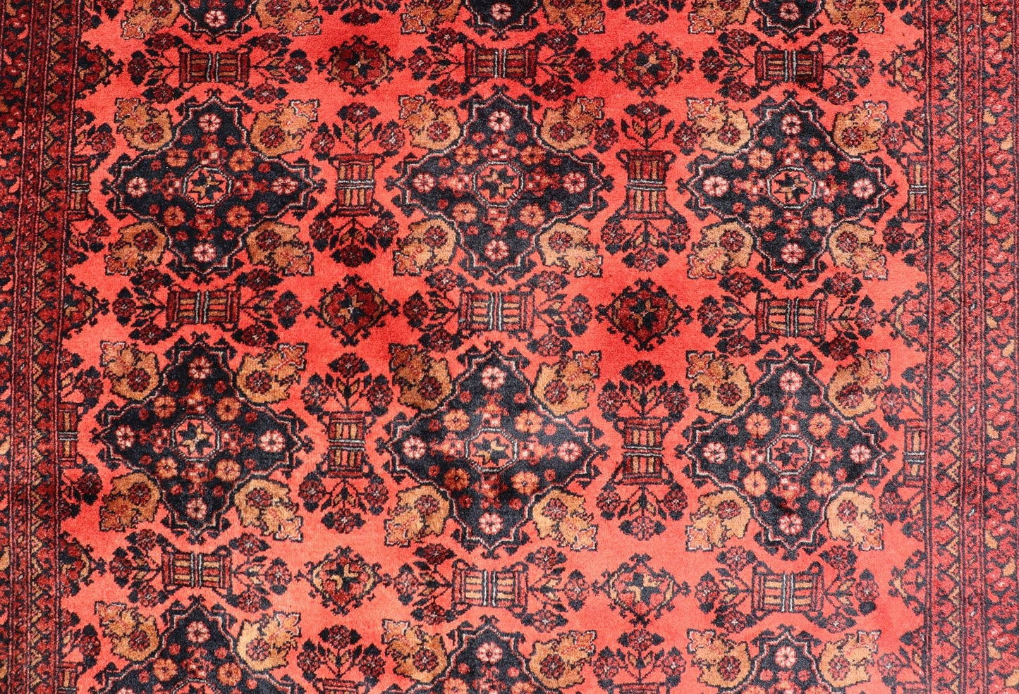 Measures: 6'8 x 9'5. Vintage Hand Knotted Tukomen Ersari Rug in Red Background With Gul Design. Keivan Woven Arts; rug W22 - 0207, country of origin / type: Turkestan / Ersari, circa 1950s. Vintage Ersari This Ersari rug has been hand - knott... - Keivan Woven ArtsW22 - 0207 - 19286Rug