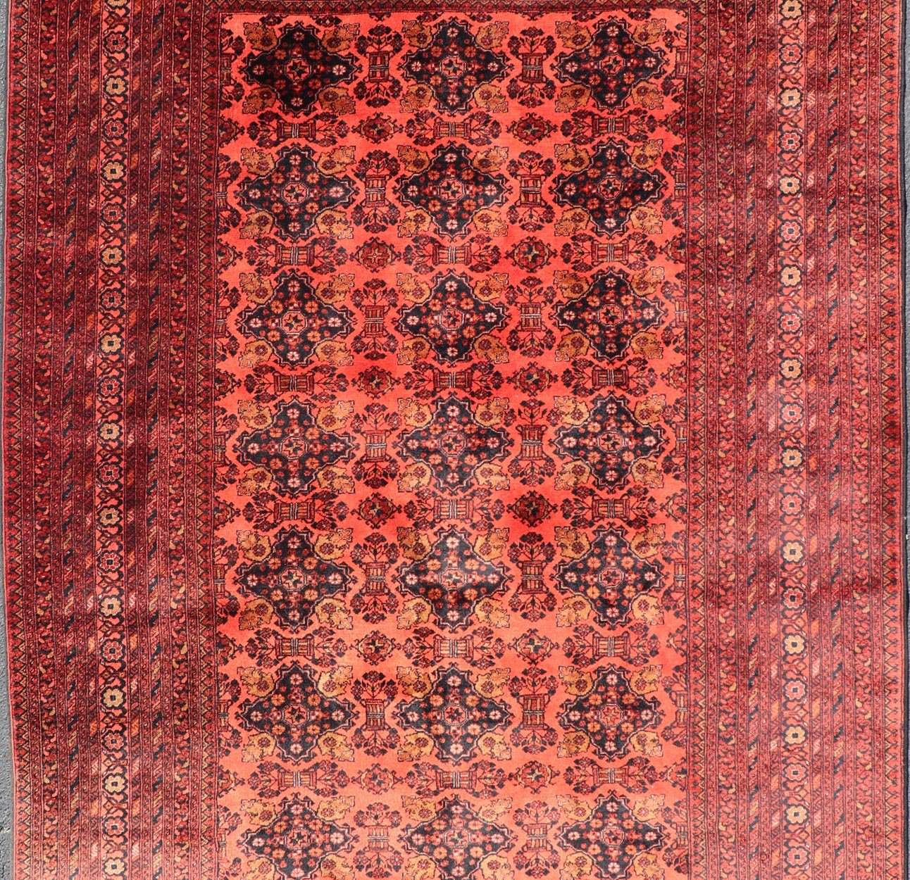 Measures: 6'8 x 9'5. Vintage Hand Knotted Tukomen Ersari Rug in Red Background With Gul Design. Keivan Woven Arts; rug W22 - 0207, country of origin / type: Turkestan / Ersari, circa 1950s. Vintage Ersari This Ersari rug has been hand - knott... - Keivan Woven ArtsW22 - 0207 - 19286Rug