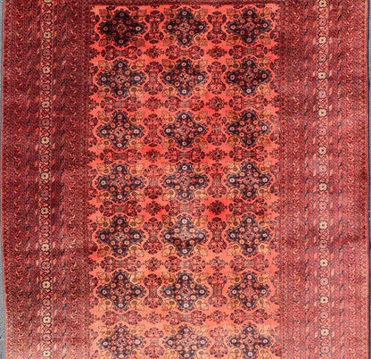 Measures: 6'8 x 9'5. Vintage Hand Knotted Tukomen Ersari Rug in Red Background With Gul Design. Keivan Woven Arts; rug W22 - 0207, country of origin / type: Turkestan / Ersari, circa 1950s. Vintage Ersari This Ersari rug has been hand - knott... - Keivan Woven ArtsW22 - 0207 - 19286Rug