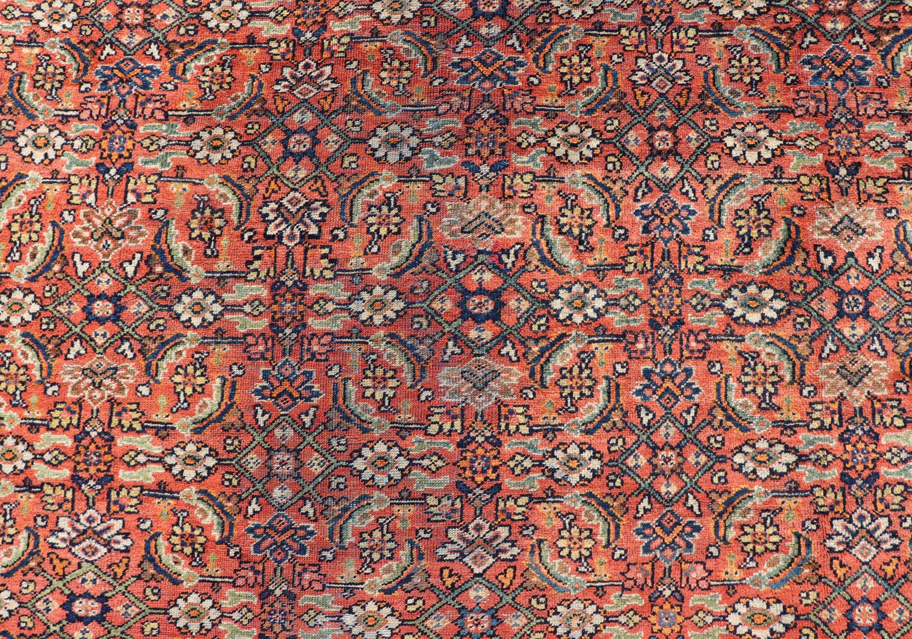 Palace Size Antique Persian Sultanabad Rug in Shades of Red, Blue, Orange, Green. Keivan Woven Arts / rug W22 - 0301 - 15493, country of origin / type: Iran / Sultanabad, circa 1910. Measures: 12'9 x 20'3 This sumptuous early 20th century antique Pe... - Keivan Woven ArtsW22 - 0301 - 15493 - 19316Rug