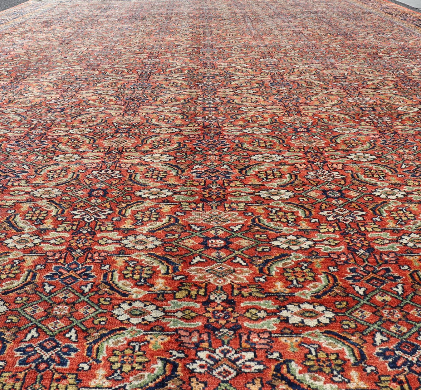 Palace Size Antique Persian Sultanabad Rug in Shades of Red, Blue, Orange, Green. Keivan Woven Arts / rug W22 - 0301 - 15493, country of origin / type: Iran / Sultanabad, circa 1910. Measures: 12'9 x 20'3 This sumptuous early 20th century antique Pe... - Keivan Woven ArtsW22 - 0301 - 15493 - 19316Rug
