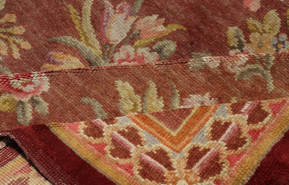 Antique Hand Knotted European Savonnerie Rug in Wool with Floral Design This antique French Savonnerie was in the Windcrofte house, the home of Robert Woodruff, the Coca Cola Magnate, and his wife Nell Woodruff. The rug sat in their upper landi... - Keivan Woven ArtsW22 - 0302 - 19322