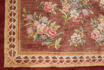 Antique Hand Knotted European Savonnerie Rug in Wool with Floral Design This antique French Savonnerie was in the Windcrofte house, the home of Robert Woodruff, the Coca Cola Magnate, and his wife Nell Woodruff. The rug sat in their upper landi... - Keivan Woven ArtsW22 - 0302 - 19322