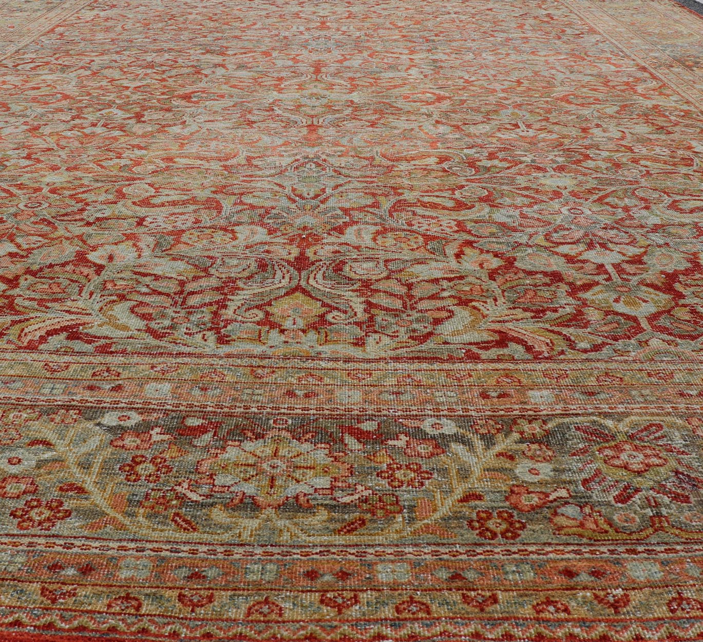Antique large Persian colorful Sultanabad Mahal rug with all over floral design. Antique Mahal Sultanabad. Keivan Woven Arts; rug W22 - 0403, country of origin / type: Iran / Mahal, circa 1930. Measures: 10'10 x 17'8 This 1930 colorful antique Per... - Keivan Woven ArtsW22 - 0403 - 20097Rug